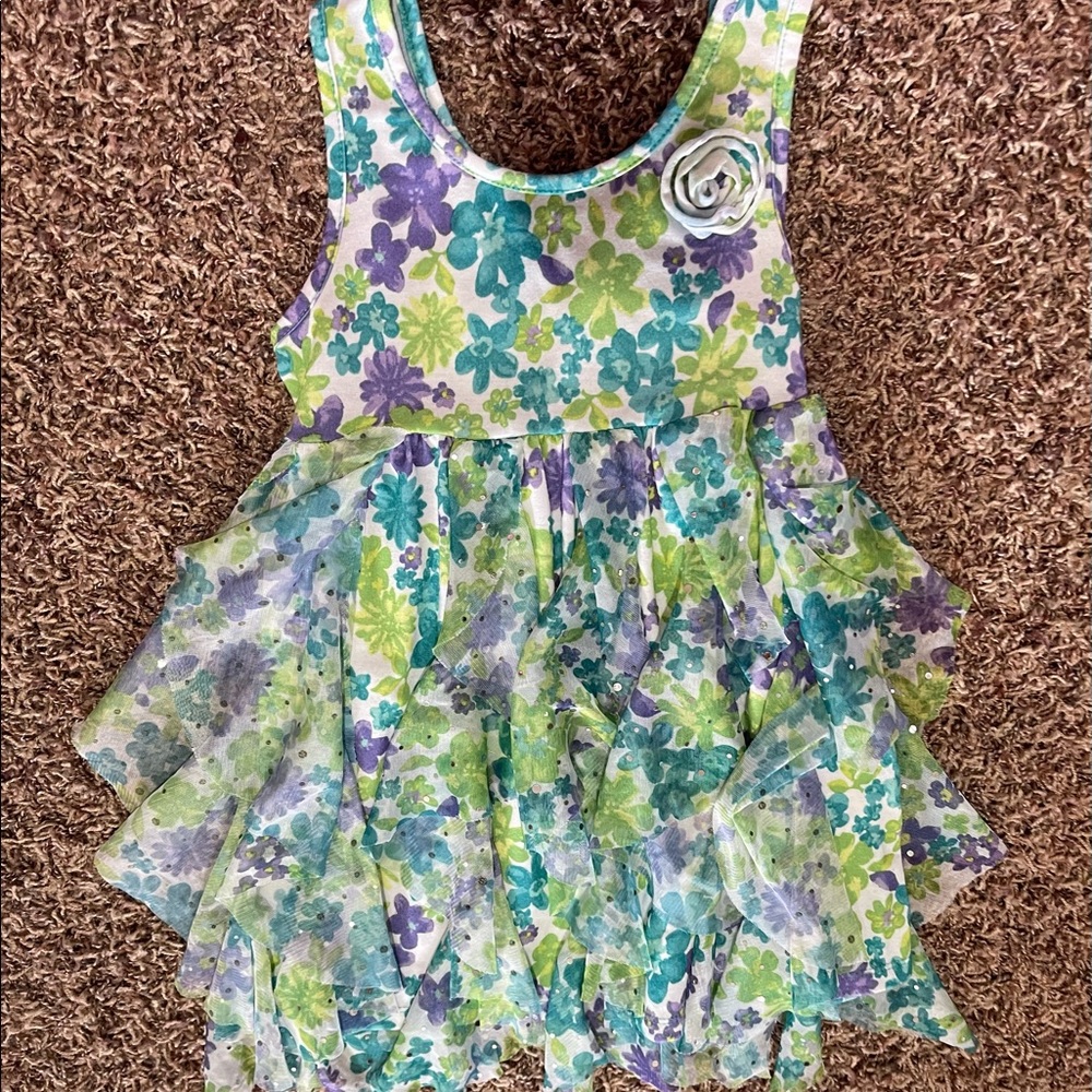Girls tank. Purple. Green. Ruffles